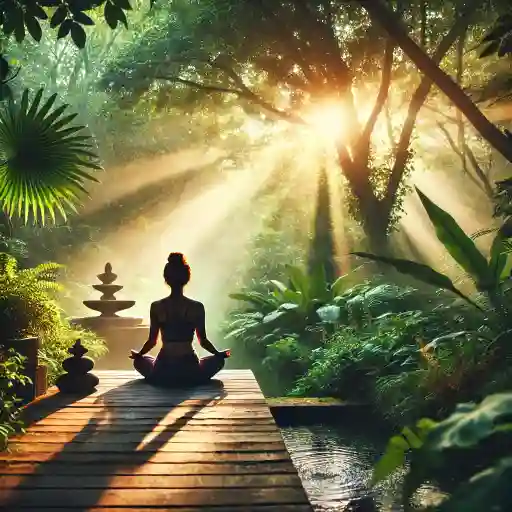 Personne pratiquant le yoga dans une atmosphère douce et apaisante